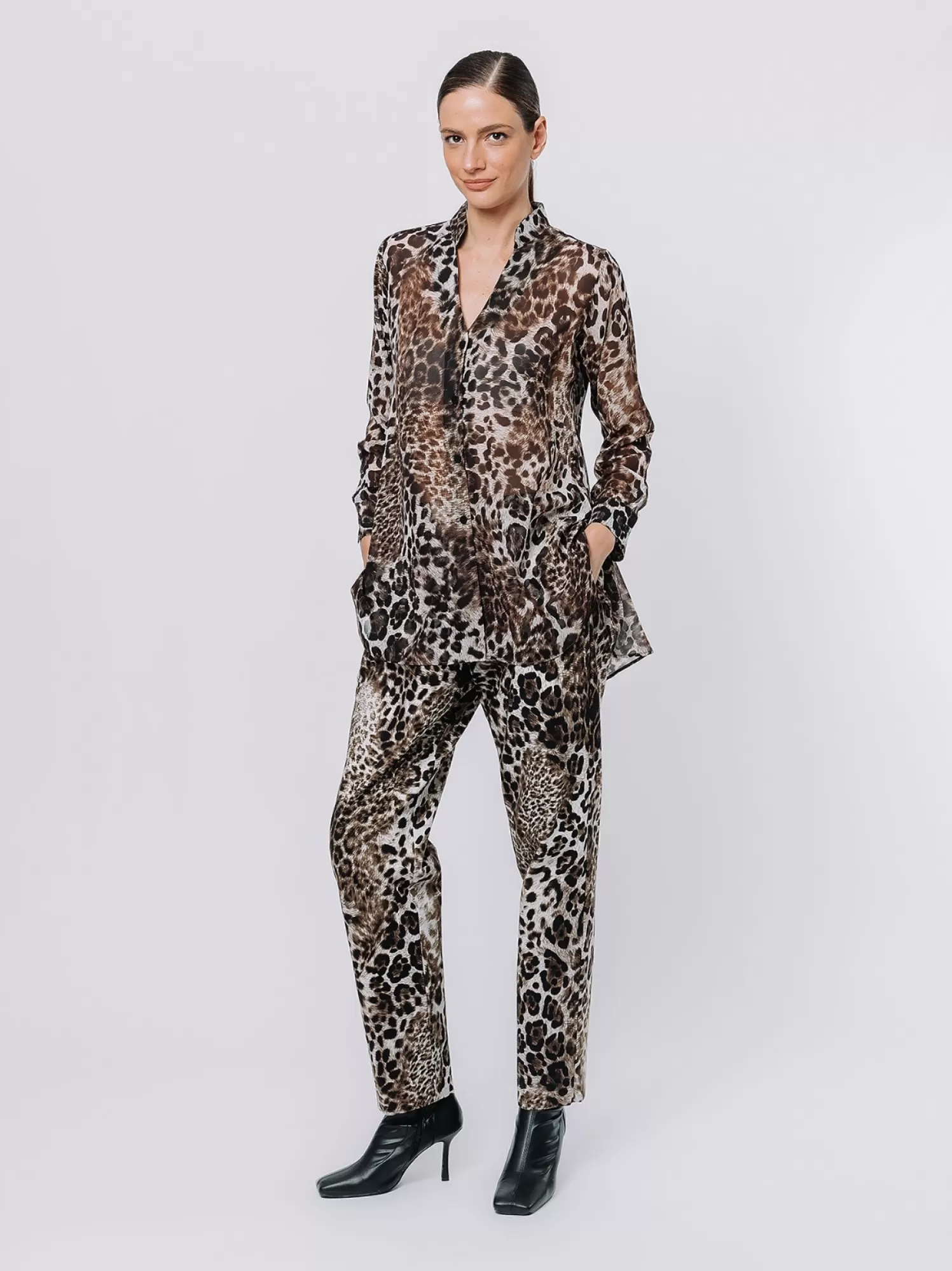 Camicia In Chiffon Animalier | Martino Midali Store