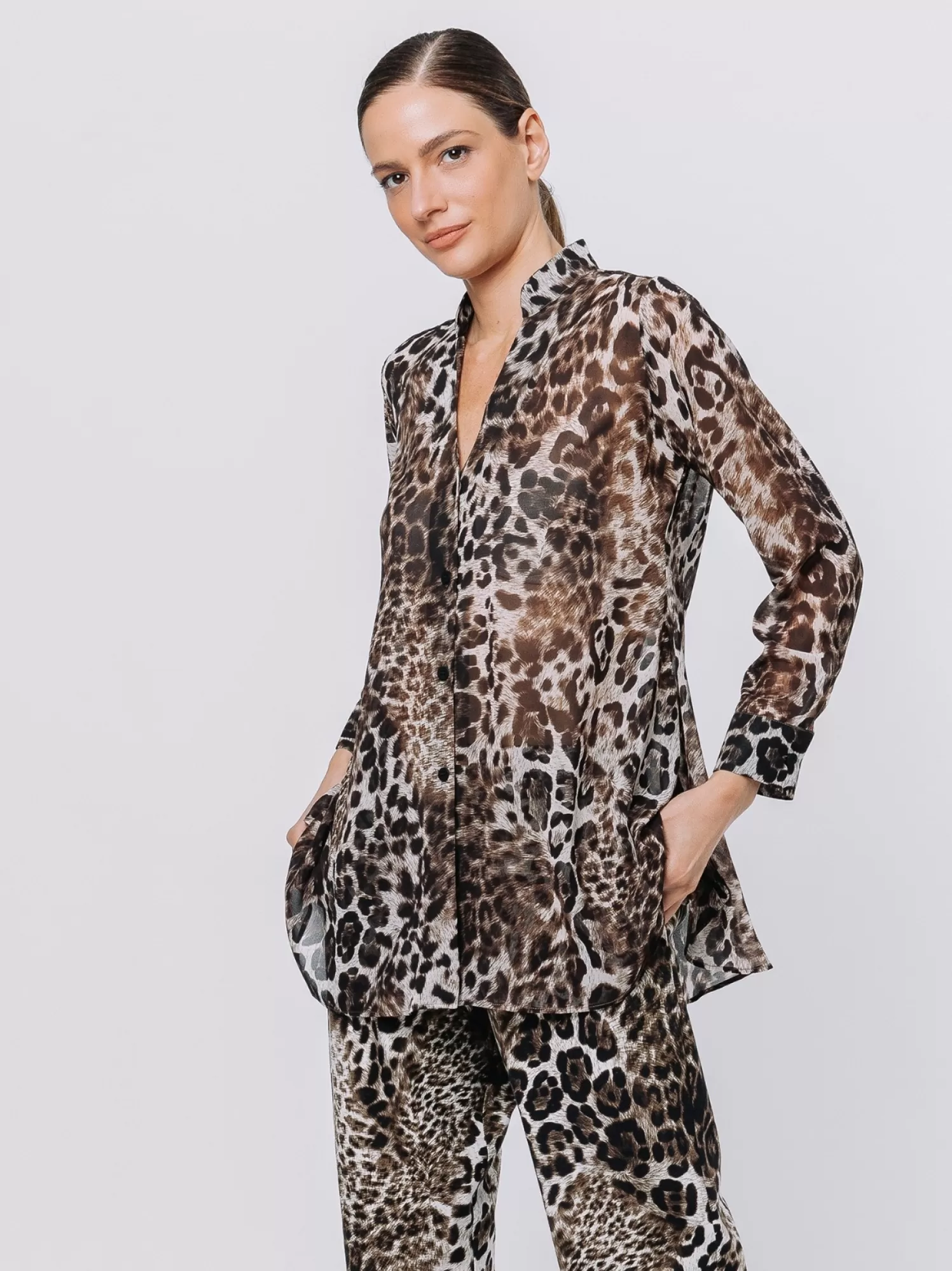 Camicia In Chiffon Animalier | Martino Midali Store