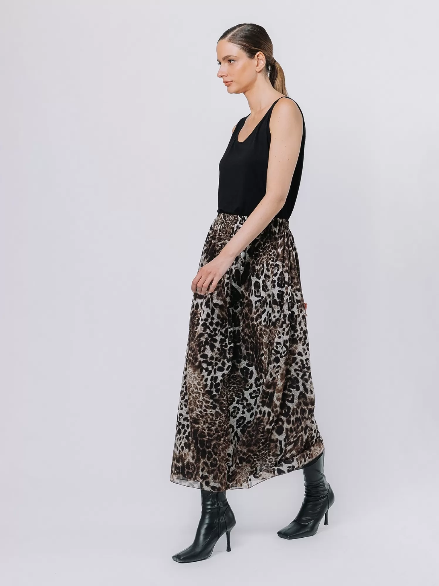 Gonna In Chiffon Animalier | Martino Midali Outlet