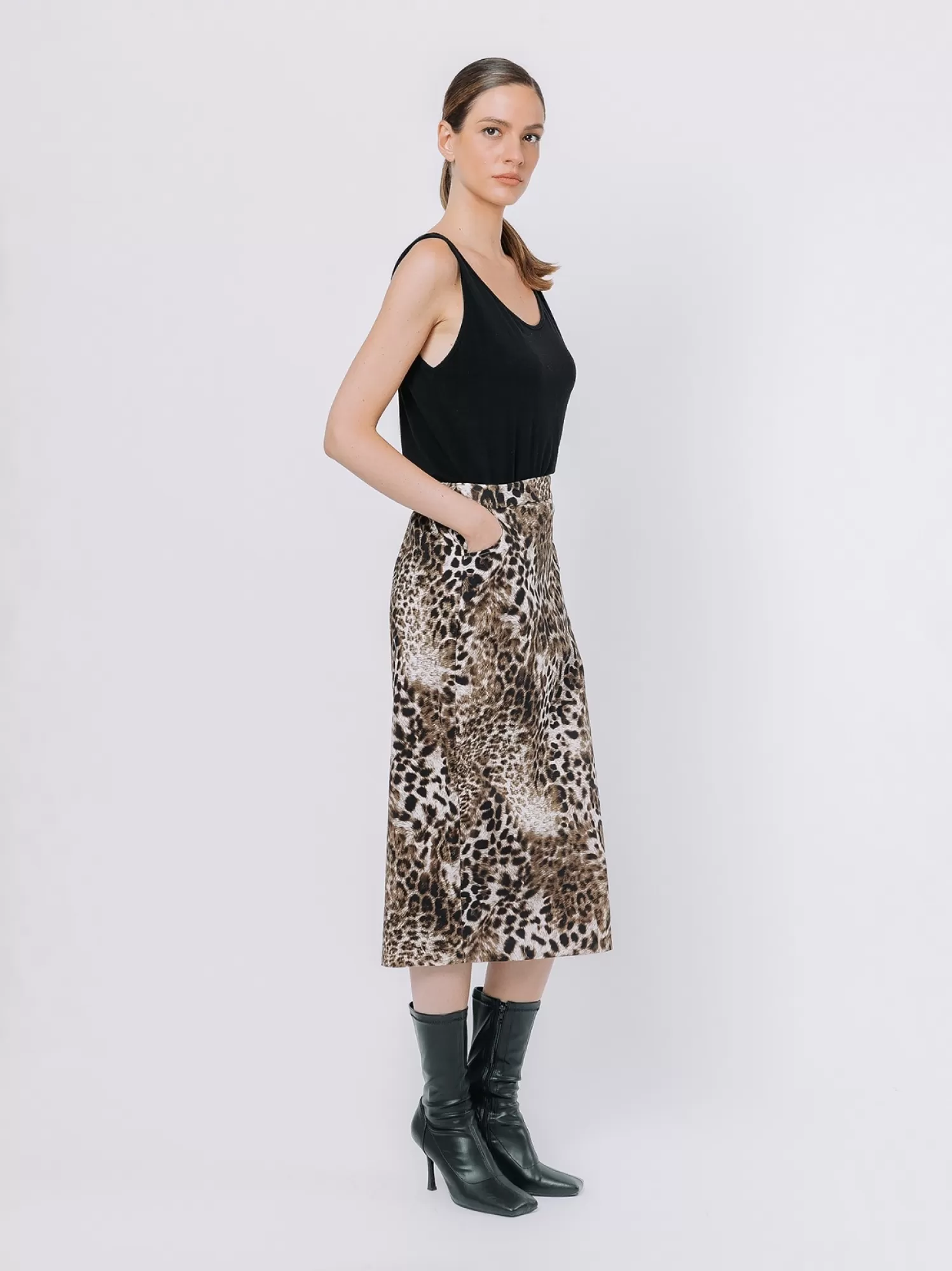 Longuette In Twill Di Cotone Animalier | Martino Midali Best