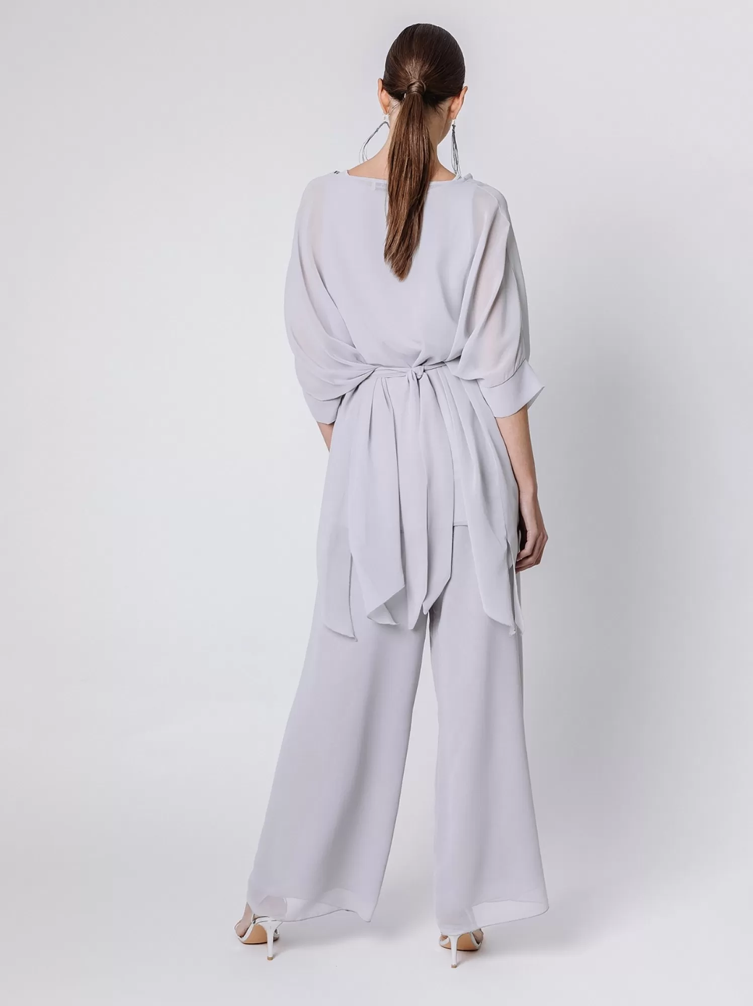 Maxi Blusa In Chiffon Con Cintura | Martino Midali Best Sale