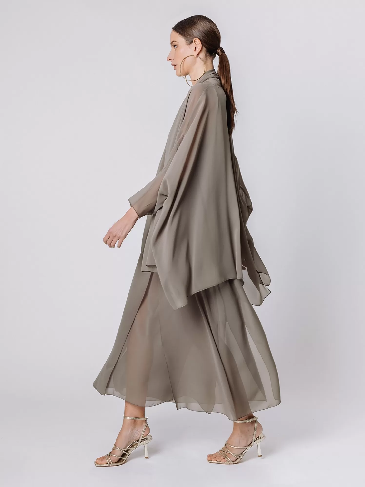 Maxi Cardigan In Chiffon | Martino Midali Outlet