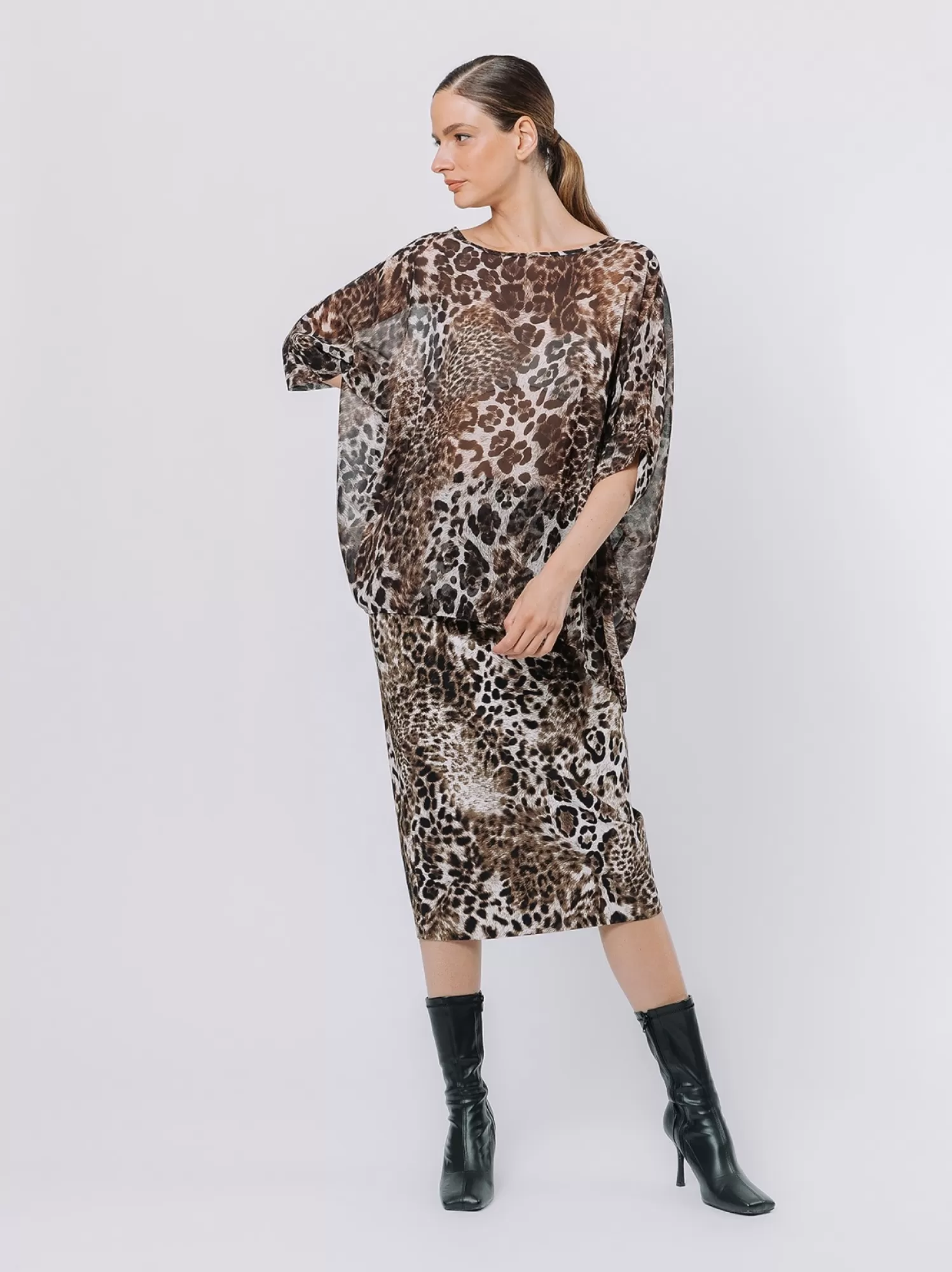 Maxi T-Shirt In Chiffon Animalier | Martino Midali Fashion