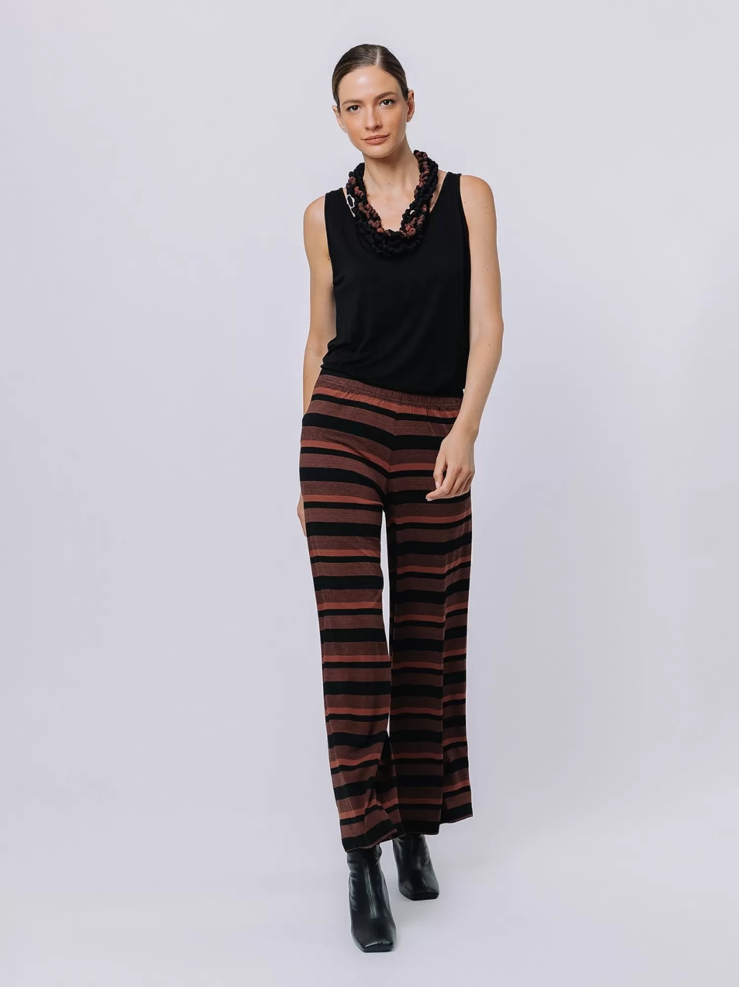 Pantalone Elastico In Jersey Rigato Multicolor | Martino Midali Shop