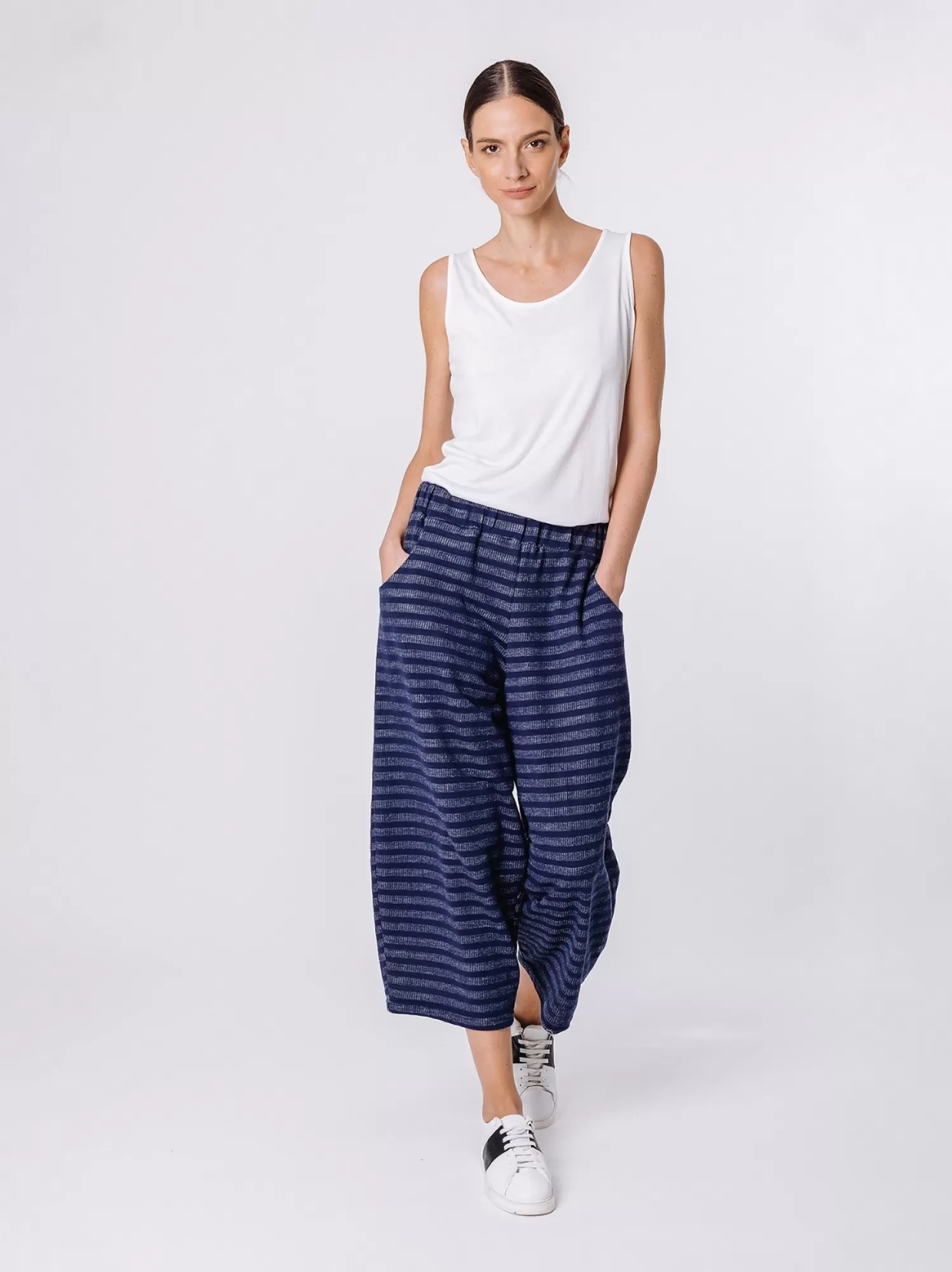 Pantaloni Cropped A Righe Melange | Martino Midali New