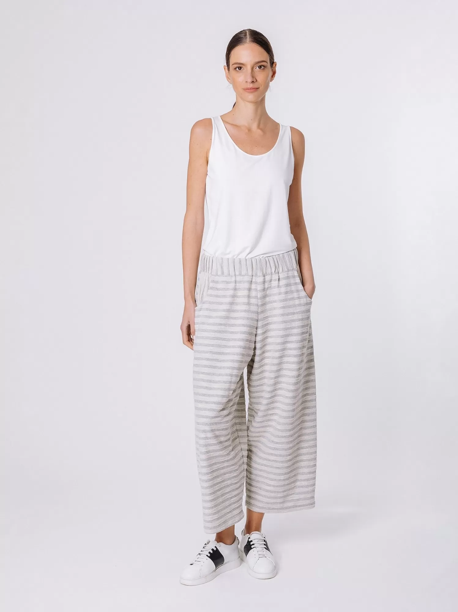 Pantaloni Cropped A Righe Melange | Martino Midali New