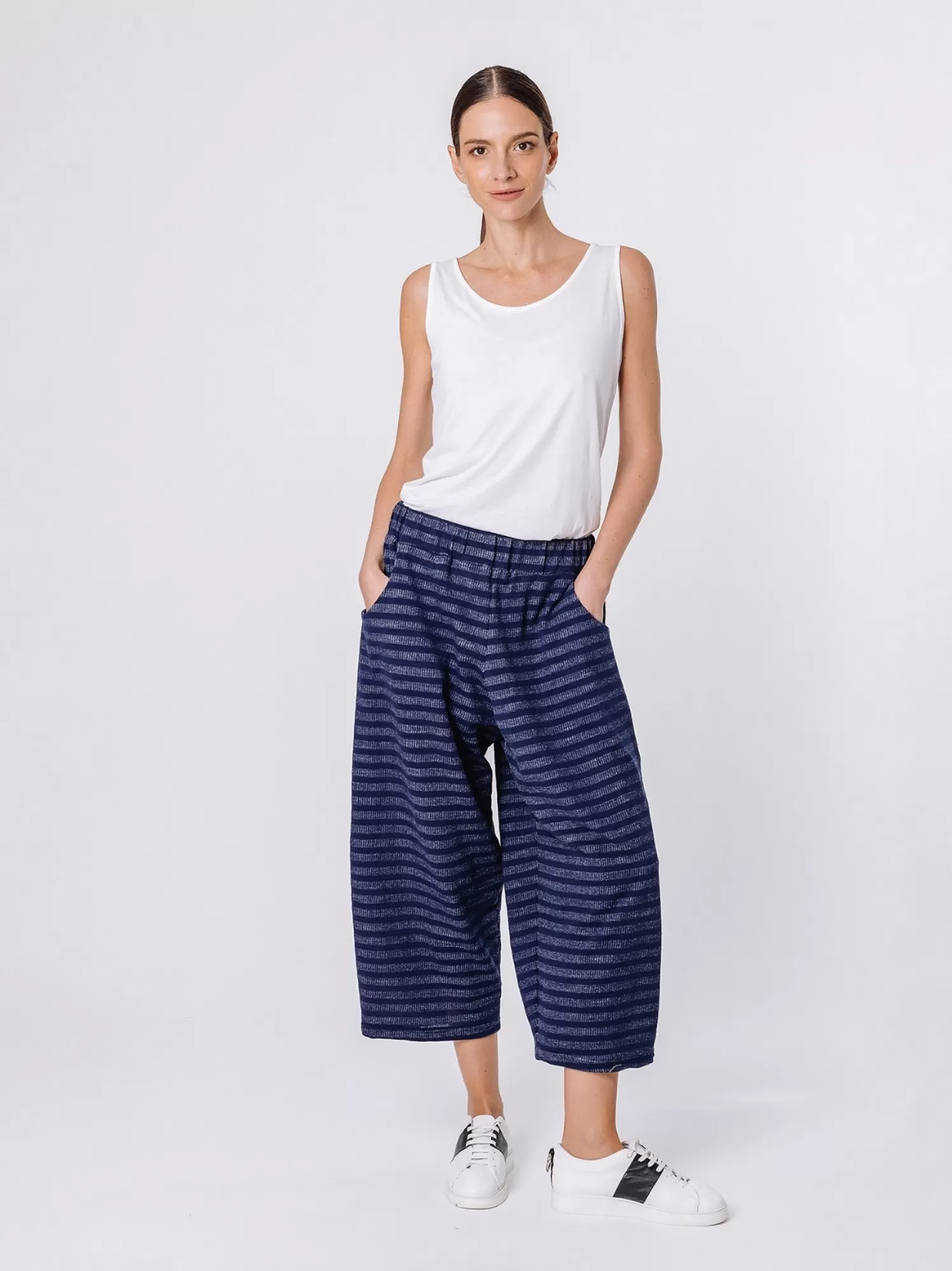 Pantaloni Cropped A Righe Melange | Martino Midali New