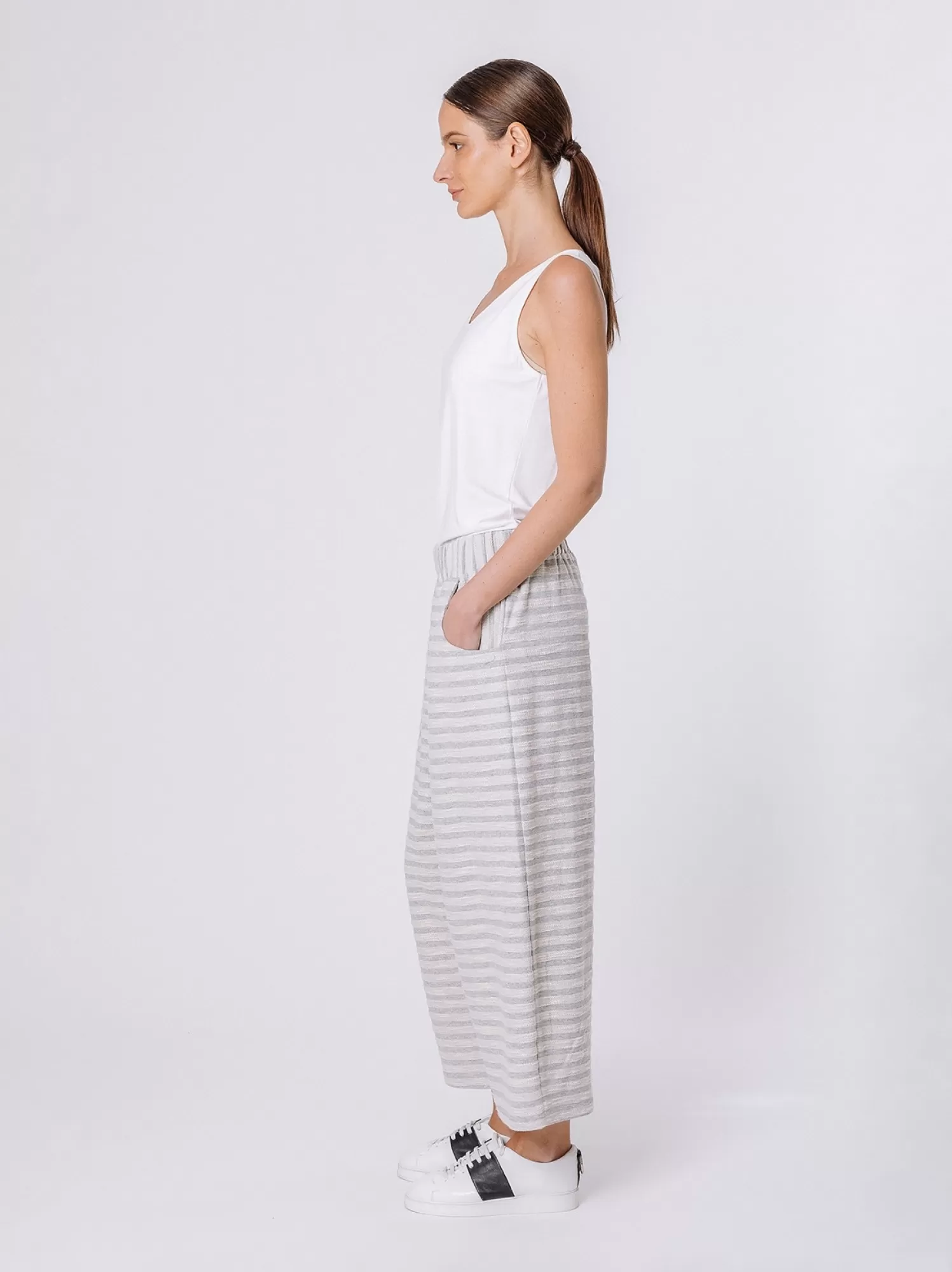 Pantaloni Cropped A Righe Melange | Martino Midali New